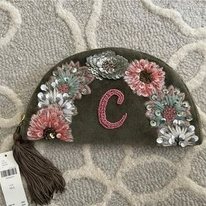 Anna Harlow Russo Anthropologie Monogram pouch / clutch “C”
